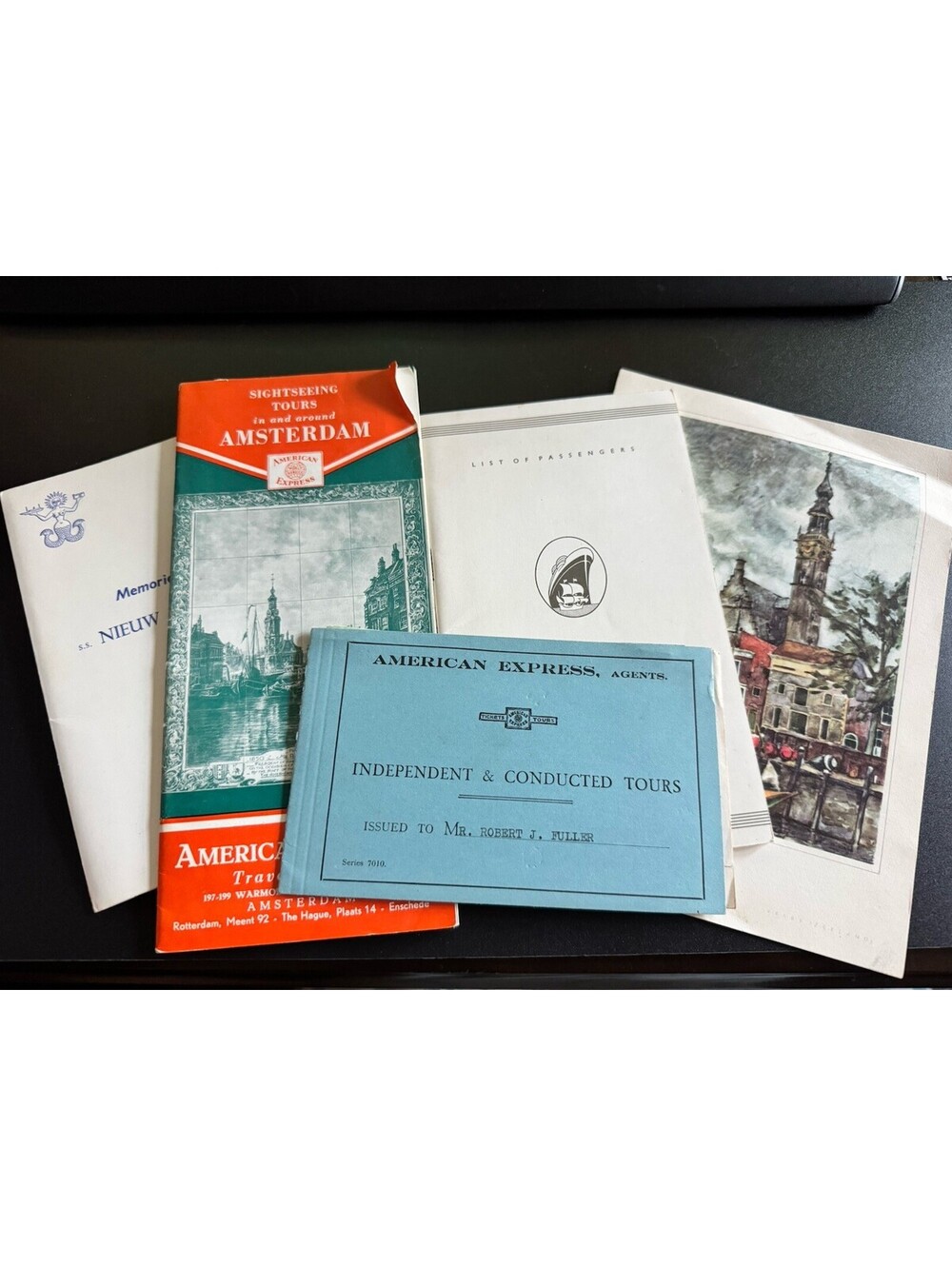 1937 Amsterdam Travel Ephemera - Map Passenger List Pictures Menu